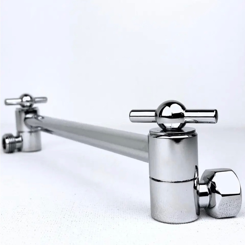 Reon Chrome Shower Arm Extension Adjustable 10 4/5 in. Brass Wall Mount Remodel - Picture 2 of 15